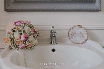 Bouquet rose et gypsophile