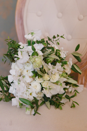 Bouquet teintes natuelles vert et blanc