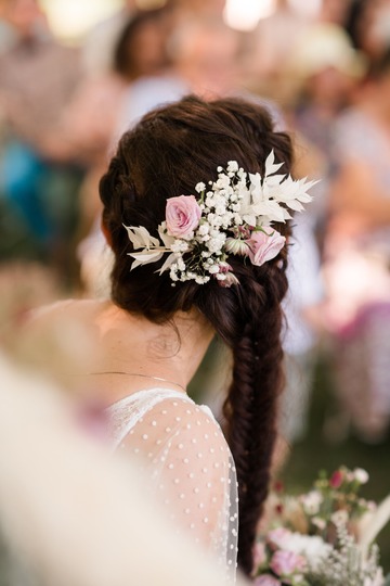 Déco fleurs tresse mariée