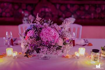 Fleurs mariage hortensias et gypsophile