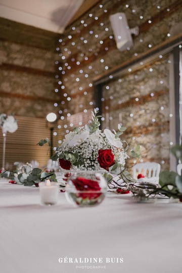 Déco table végétal et rouge