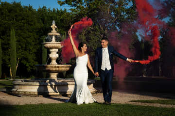 mariage avec fumigènes