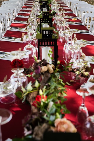 Mariage nappe rouge