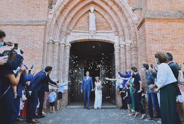 Panière pétales de rose et olivier sortie église