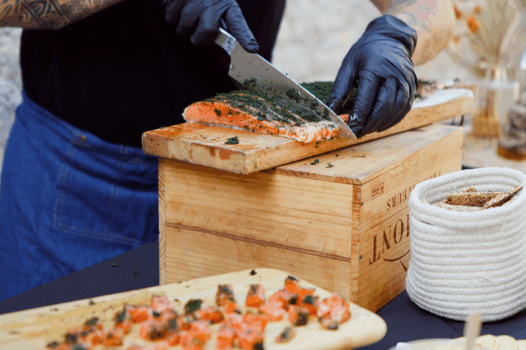 Découpe saumon Gravelax