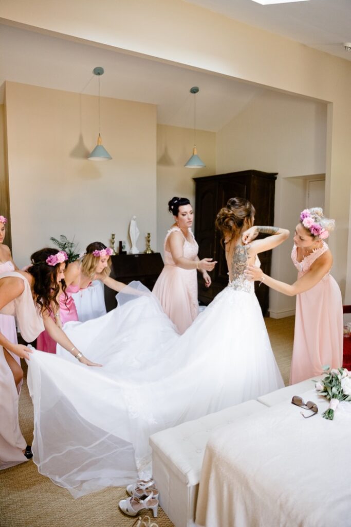habillage mariée avec demoiselles d’honneur