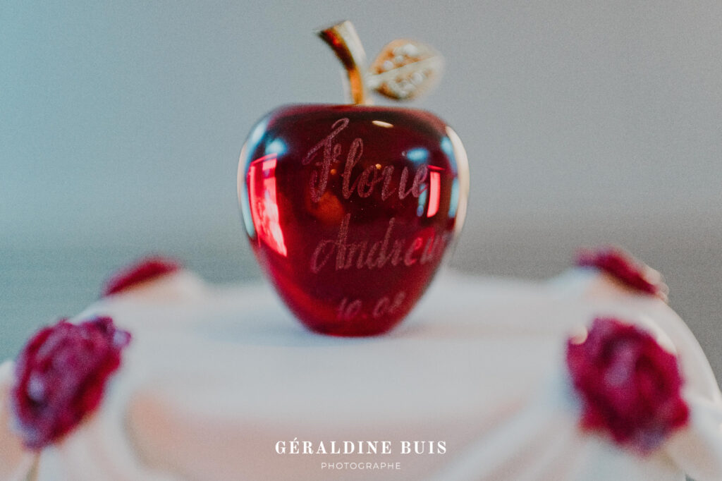 Wedding cake Topper personnalisé pomme en verre